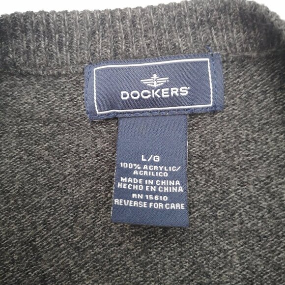 Dockers Men's Size Large Brown Tan Black & Grey Argyle Loose Fit Sweater - Picture 3 of 7